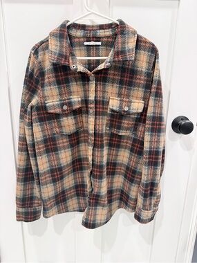 O'Neill Women's Plaid Button-Down Shirt Jacket - Black, Cream & Rust